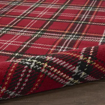 8' X 10' Red and Black Plaid Power Loom Area Rug