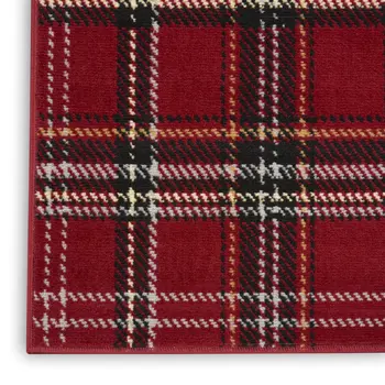 8' X 10' Red and Black Plaid Power Loom Area Rug
