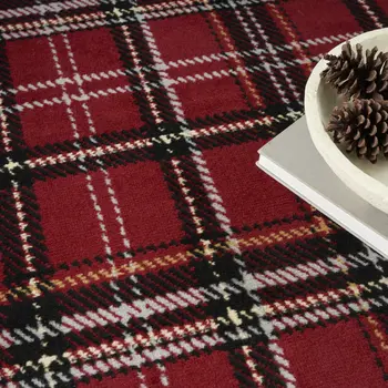 8' X 10' Red and Black Plaid Power Loom Area Rug