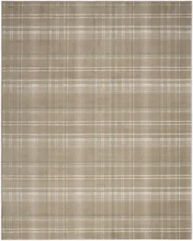 8' X 10' Brown and Ivory Plaid Non Skid Area Rug
