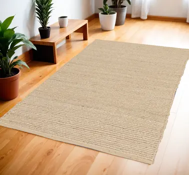 4' X 6' Natural Jute Flatweave Handmade Area Rug