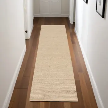 8' Natural Jute Flatweave Handmade Runner Rug