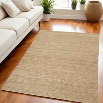 5' X 7' Natural Jute Flatweave Handmade Area Rug
