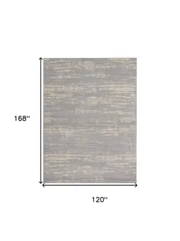 10' X 14' Gray And Beige Abstract Indoor Outdoor Area Rug