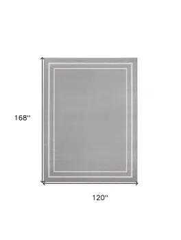 10' X 14' Gray And Ivory Indoor Outdoor Area Rug