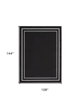 9' X 12' Black And Ivory Indoor Outdoor Area Rug