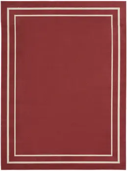 9' X 12' Brick Red And Ivory Indoor Outdoor Area Rug