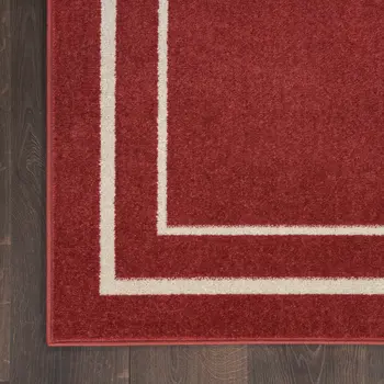 9' X 12' Brick Red And Ivory Indoor Outdoor Area Rug