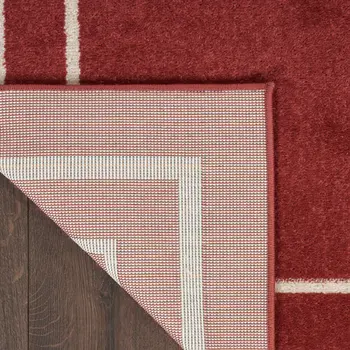 9' X 12' Brick Red And Ivory Indoor Outdoor Area Rug