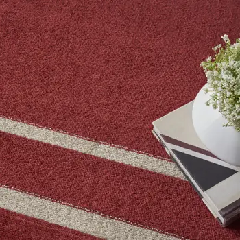 9' X 12' Brick Red And Ivory Indoor Outdoor Area Rug