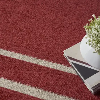 9' X 12' Brick Red And Ivory Indoor Outdoor Area Rug