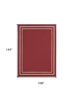 9' X 12' Brick Red And Ivory Indoor Outdoor Area Rug