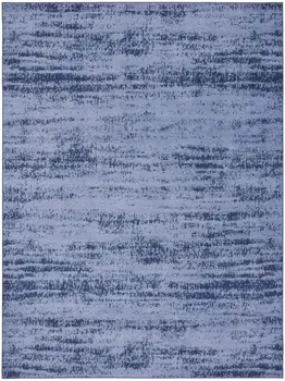 9' X 12' Denim Blue And Navy Blue Abstract Indoor Outdoor Area Rug