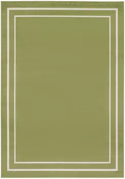 9' X 12' Green And Ivory Indoor Outdoor Area Rug