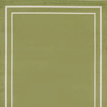 9' X 12' Green And Ivory Indoor Outdoor Area Rug