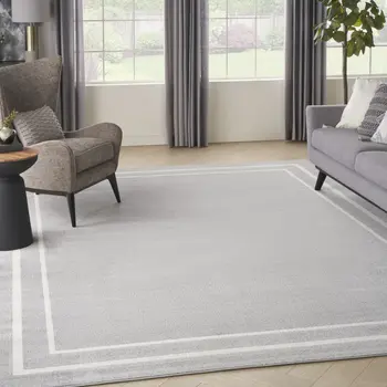 9' X 12' Gray And Ivory Indoor Outdoor Area Rug