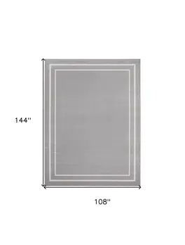 9' X 12' Gray And Ivory Indoor Outdoor Area Rug