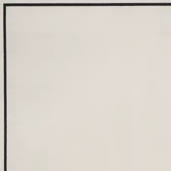 9' X 12' Ivory And Black Indoor Outdoor Area Rug