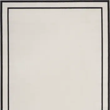 9' X 12' Ivory And Black Indoor Outdoor Area Rug