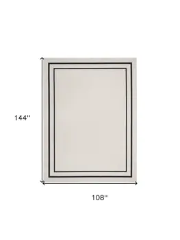 9' X 12' Ivory And Black Indoor Outdoor Area Rug