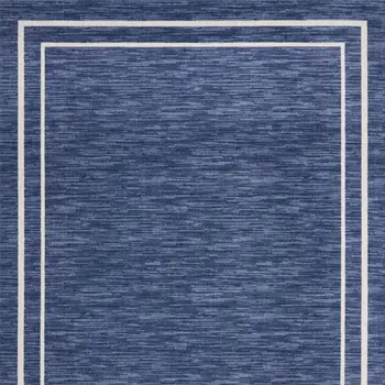 9' X 12' Navy Blue And Ivory Indoor Outdoor Area Rug