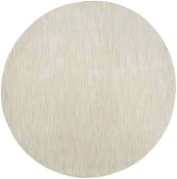 10' Beige And Ivory Round Indoor Outdoor Area Rug
