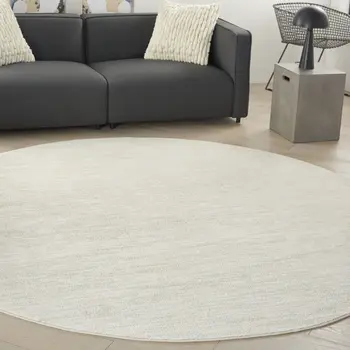10' Beige And Ivory Round Indoor Outdoor Area Rug