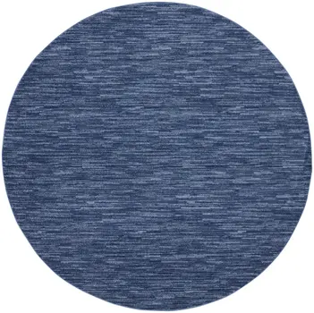 10' Navy Blue And Denim Blue Round Indoor Outdoor Area Rug