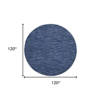 10' Navy Blue And Denim Blue Round Indoor Outdoor Area Rug