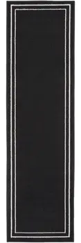6' Black And Ivory Indoor Outdoor Runner Rug
