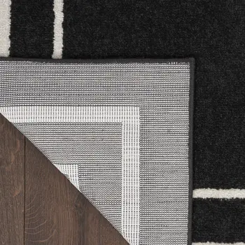 6' Black And Ivory Indoor Outdoor Runner Rug