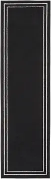 6' Black And Ivory Indoor Outdoor Runner Rug