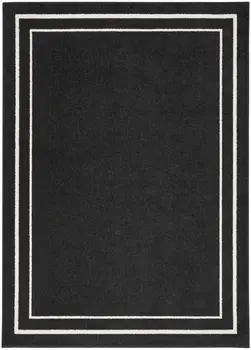 4' X 6' Black And Ivory Indoor Outdoor Area Rug