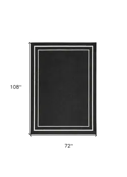 6' X 9' Black And Ivory Indoor Outdoor Area Rug