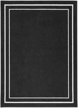 6' X 9' Black And Ivory Indoor Outdoor Area Rug