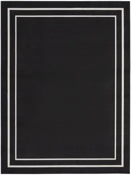 8' X 10' Black And Ivory Indoor Outdoor Area Rug
