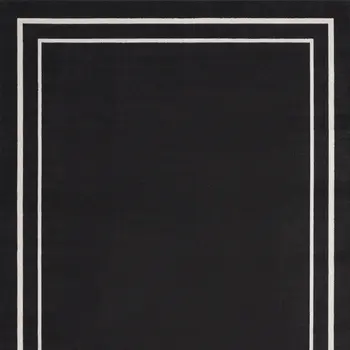 8' X 10' Black And Ivory Indoor Outdoor Area Rug