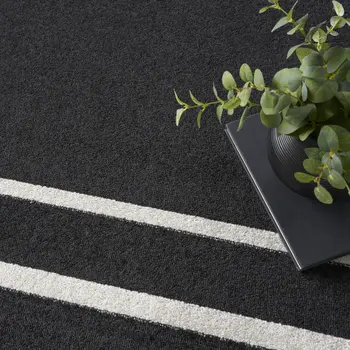 8' X 10' Black And Ivory Indoor Outdoor Area Rug