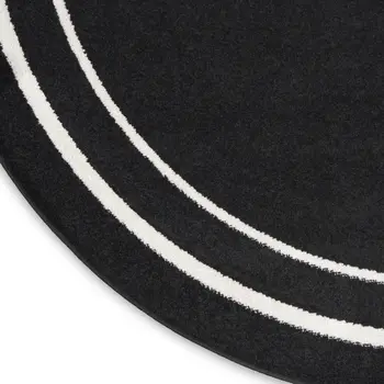 8' Black And Ivory Round Indoor Outdoor Area Rug