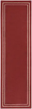 6' Brick Red And Ivory Indoor Outdoor Runner Rug