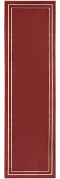 8' Brick Red And Ivory Indoor Outdoor Runner Rug