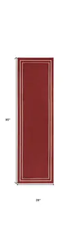 8' Brick Red And Ivory Indoor Outdoor Runner Rug