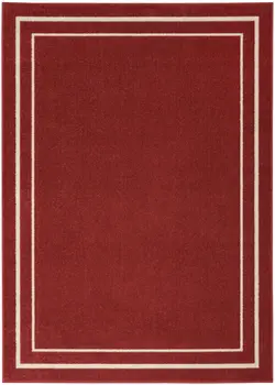 4' X 6' Brick Red And Ivory Indoor Outdoor Area Rug