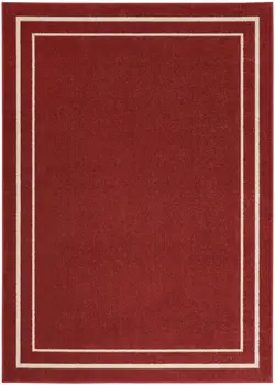 5' X 7' Brick Red And Ivory Indoor Outdoor Area Rug