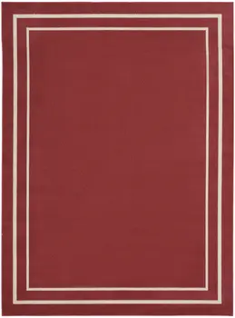 8' X 10' Brick Red And Ivory Indoor Outdoor Area Rug