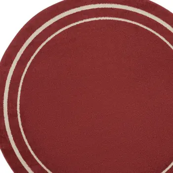 8' Brick Red And Ivory Round Indoor Outdoor Area Rug