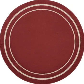 8' Brick Red And Ivory Round Indoor Outdoor Area Rug