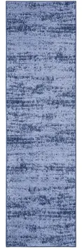 6' Denim Blue And Navy Blue Abstract Indoor Outdoor Runner Rug