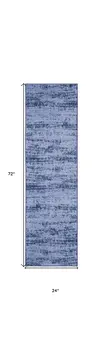 6' Denim Blue And Navy Blue Abstract Indoor Outdoor Runner Rug