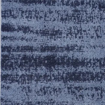 6' Denim Blue And Navy Blue Abstract Indoor Outdoor Runner Rug